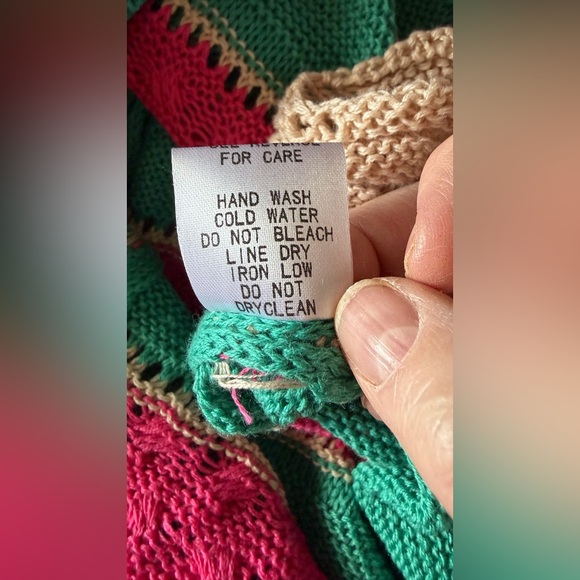 Striped hooded Knit oversized Top in Teal and Pink - Picture 11 of 13